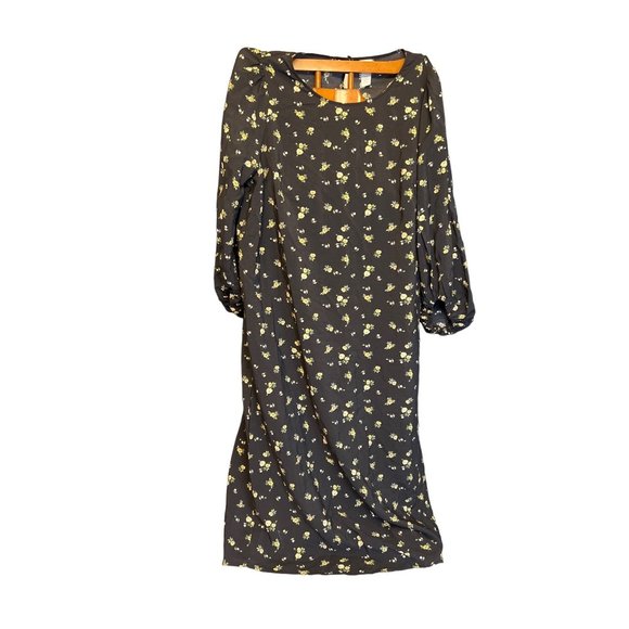 H&M Blue and Yellow Long Flower Print dress Size XL - Picture 1 of 9